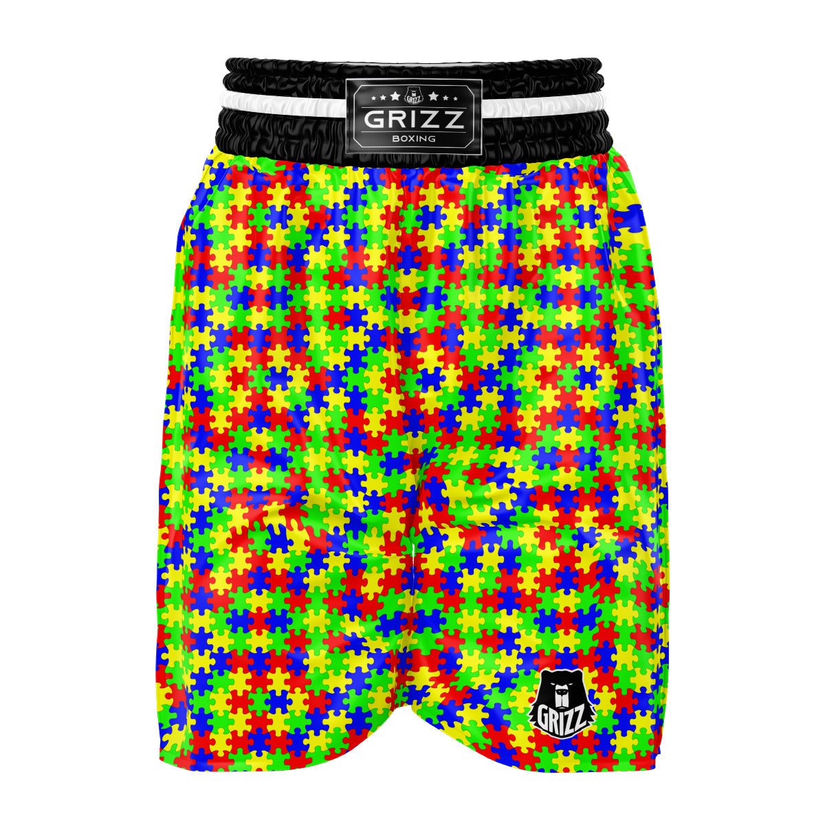 Jigsaw Autism Awareness Print Pattern Boxing Shorts-grizzshop