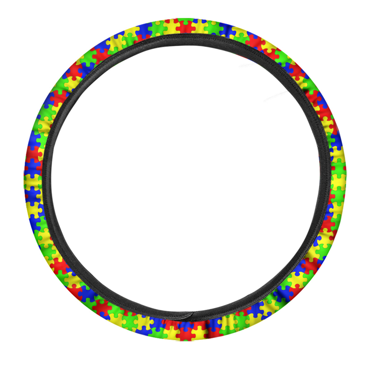 Jigsaw Autism Awareness Print Pattern Car Steering Wheel Cover-grizzshop