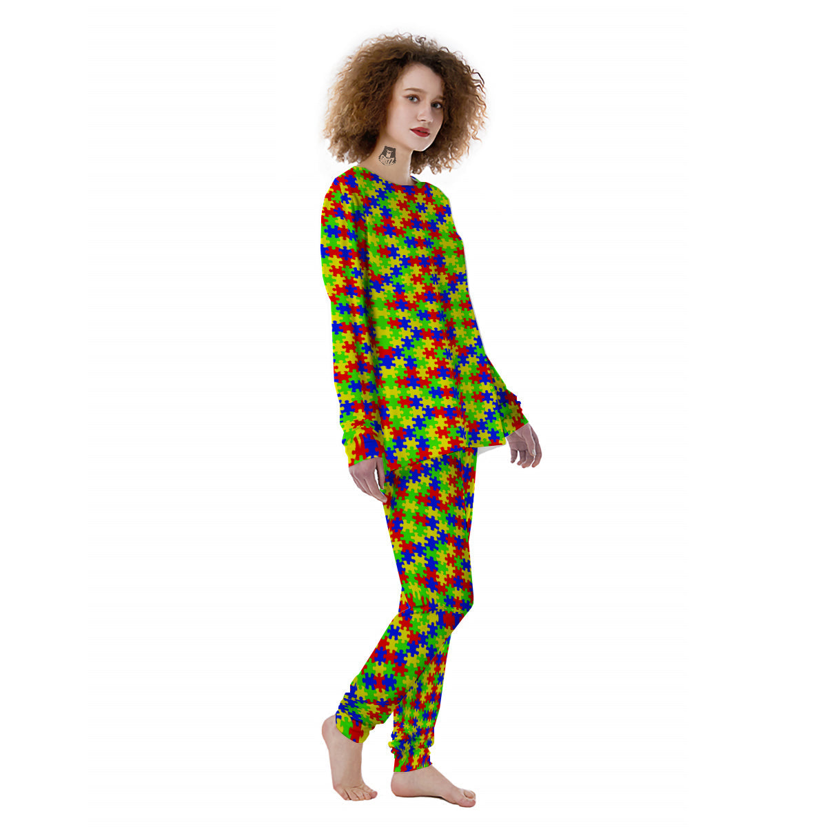 Jigsaw Autism Awareness Print Pattern Women's Pajamas-grizzshop