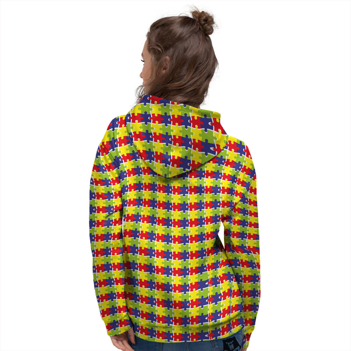 Jigsaw Autism Awareness Print Women's Hoodie-grizzshop