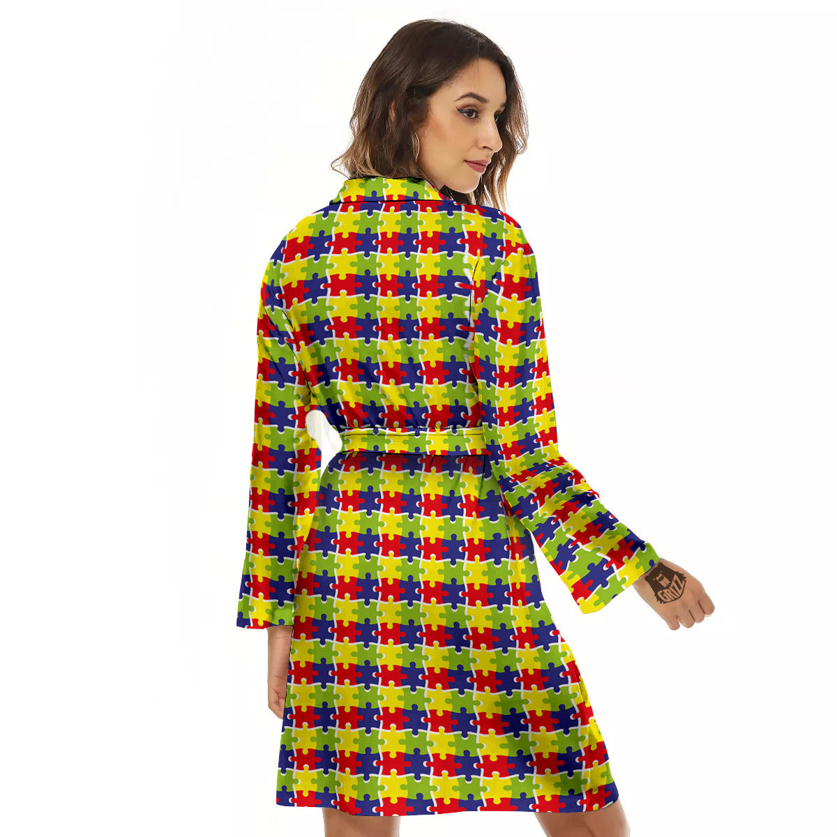 Jigsaw Autism Awareness Print Women's Robe-grizzshop