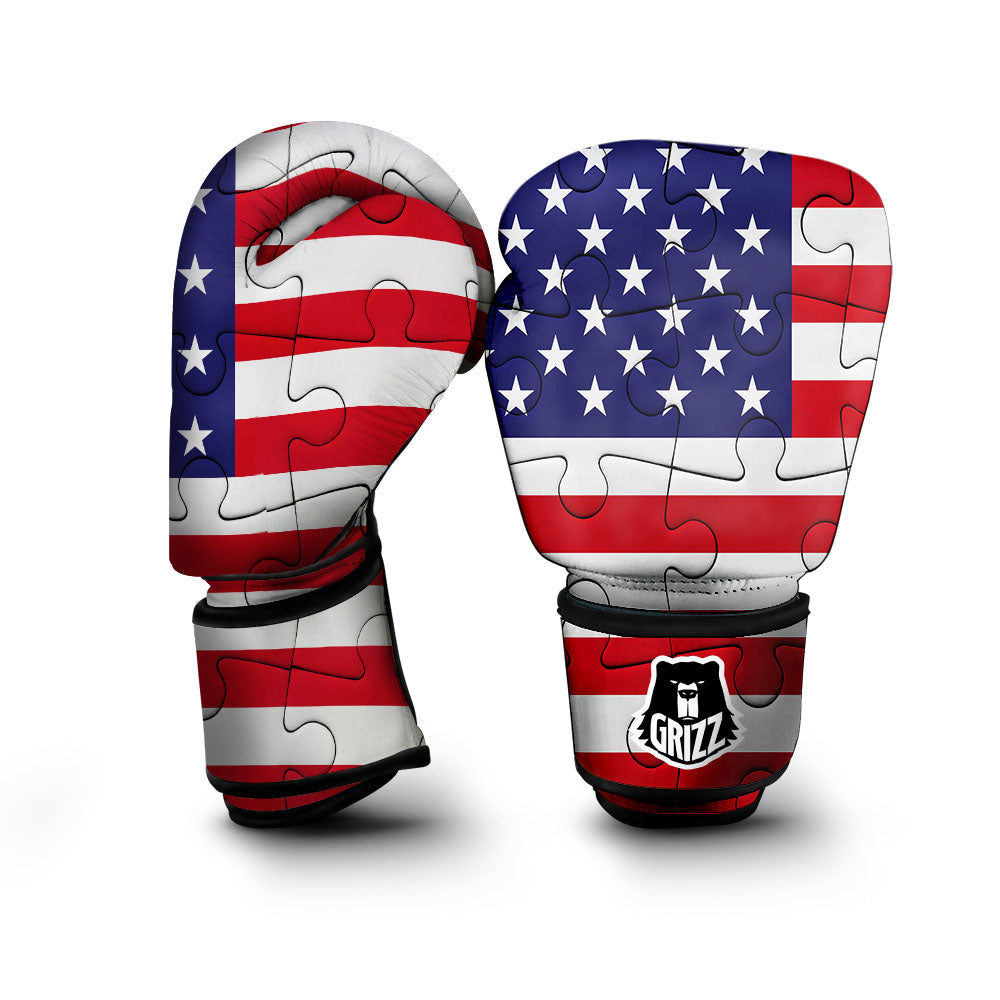 Jigsaw Puzzle American Flag Print Boxing Gloves-grizzshop