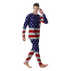 Jigsaw Puzzle American Flag Print Men's Pajamas-grizzshop