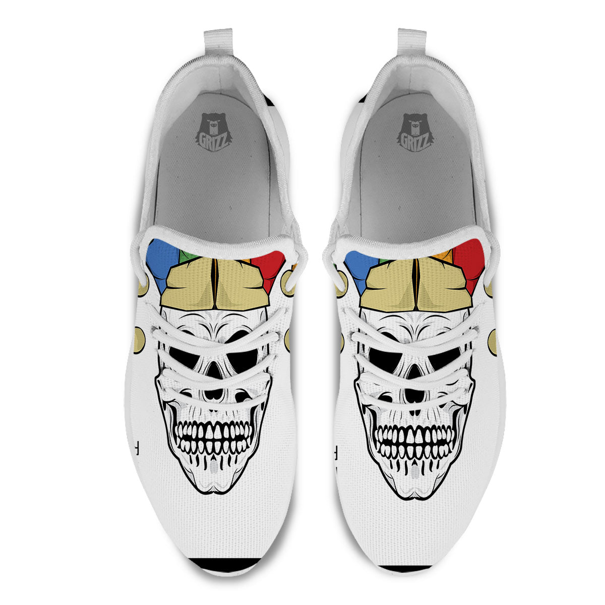 Joker Card Scary Print White Athletic Shoes-grizzshop