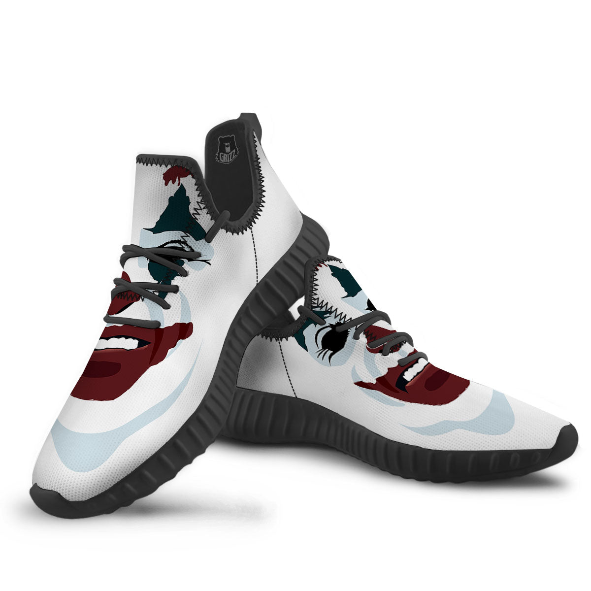 Joker Face Print Black Walking Shoes-grizzshop