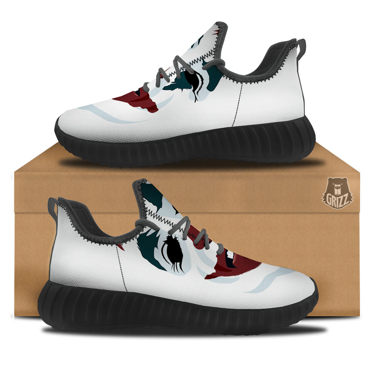 Joker Face Print Black Walking Shoes-grizzshop