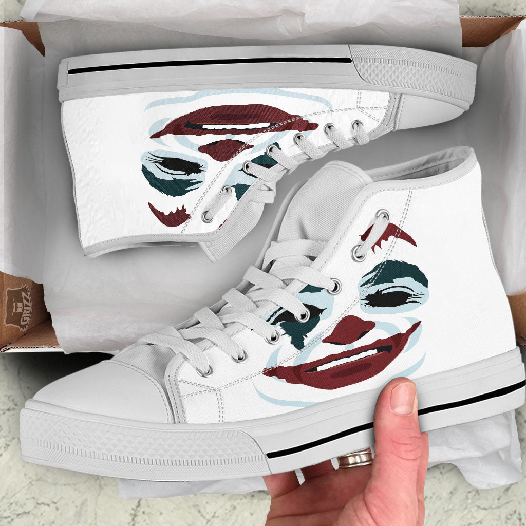 Joker Face Print White High Top Shoes-grizzshop