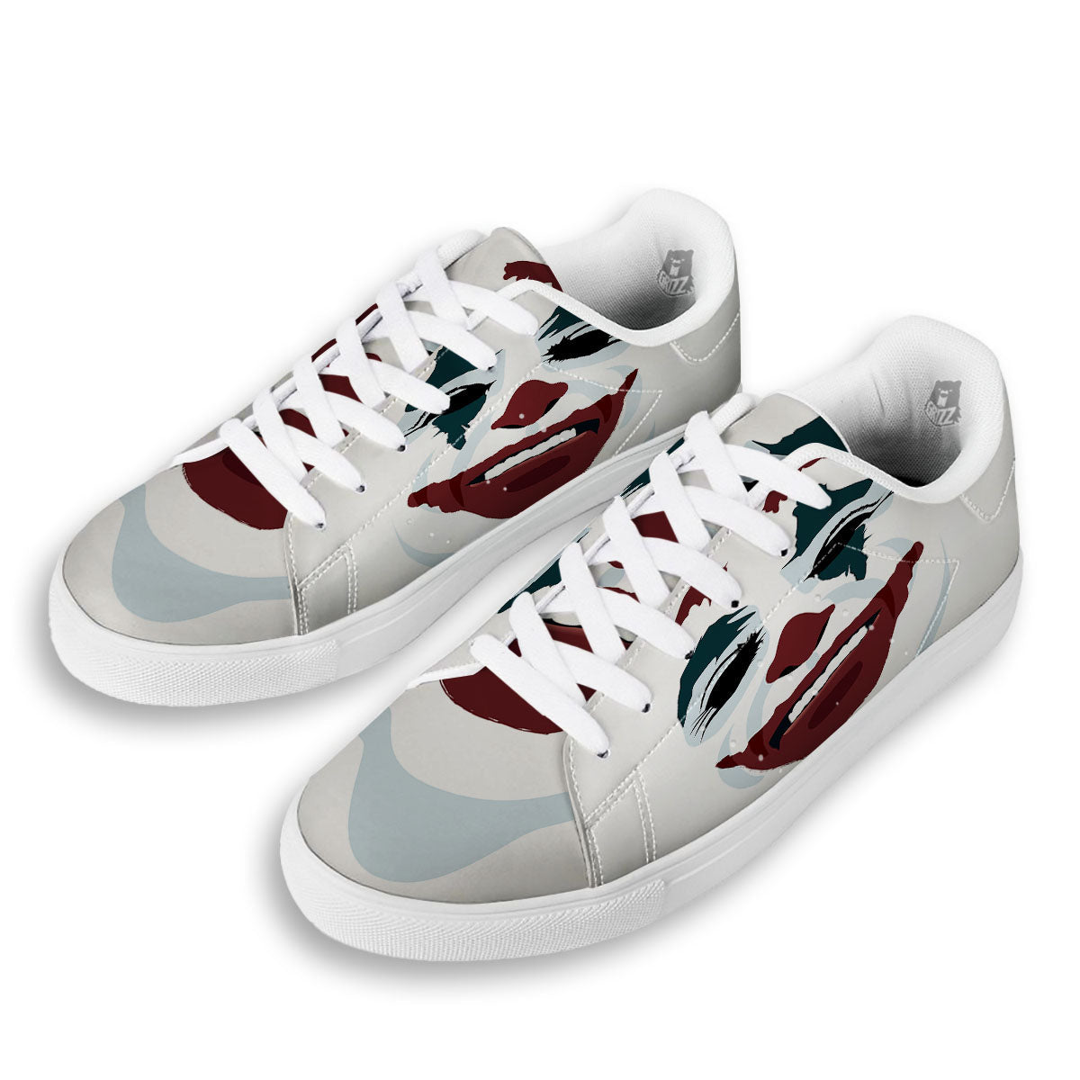 Joker Face Print White Low Top Sneakers-grizzshop