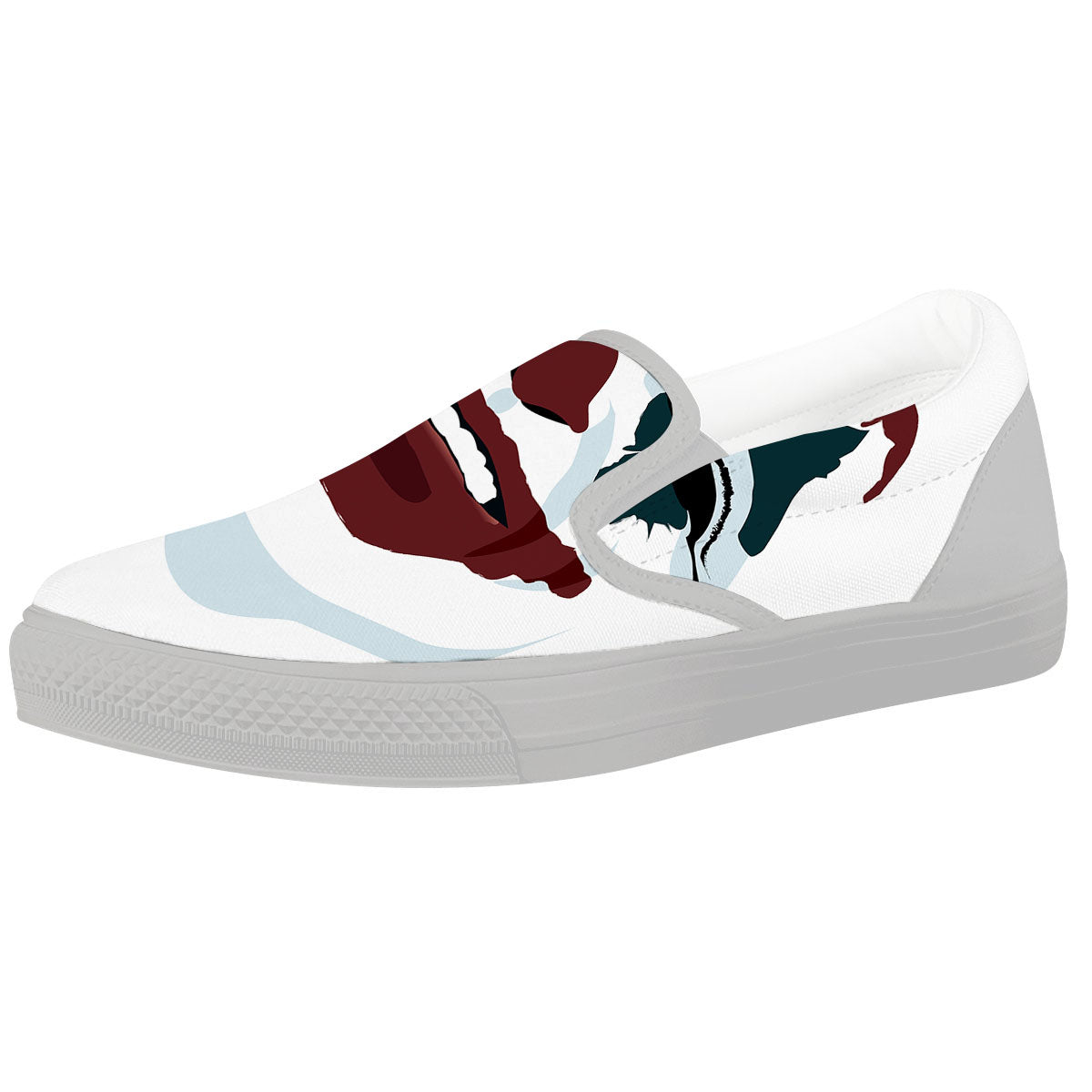 Joker Face Print White Slip On Shoes-grizzshop
