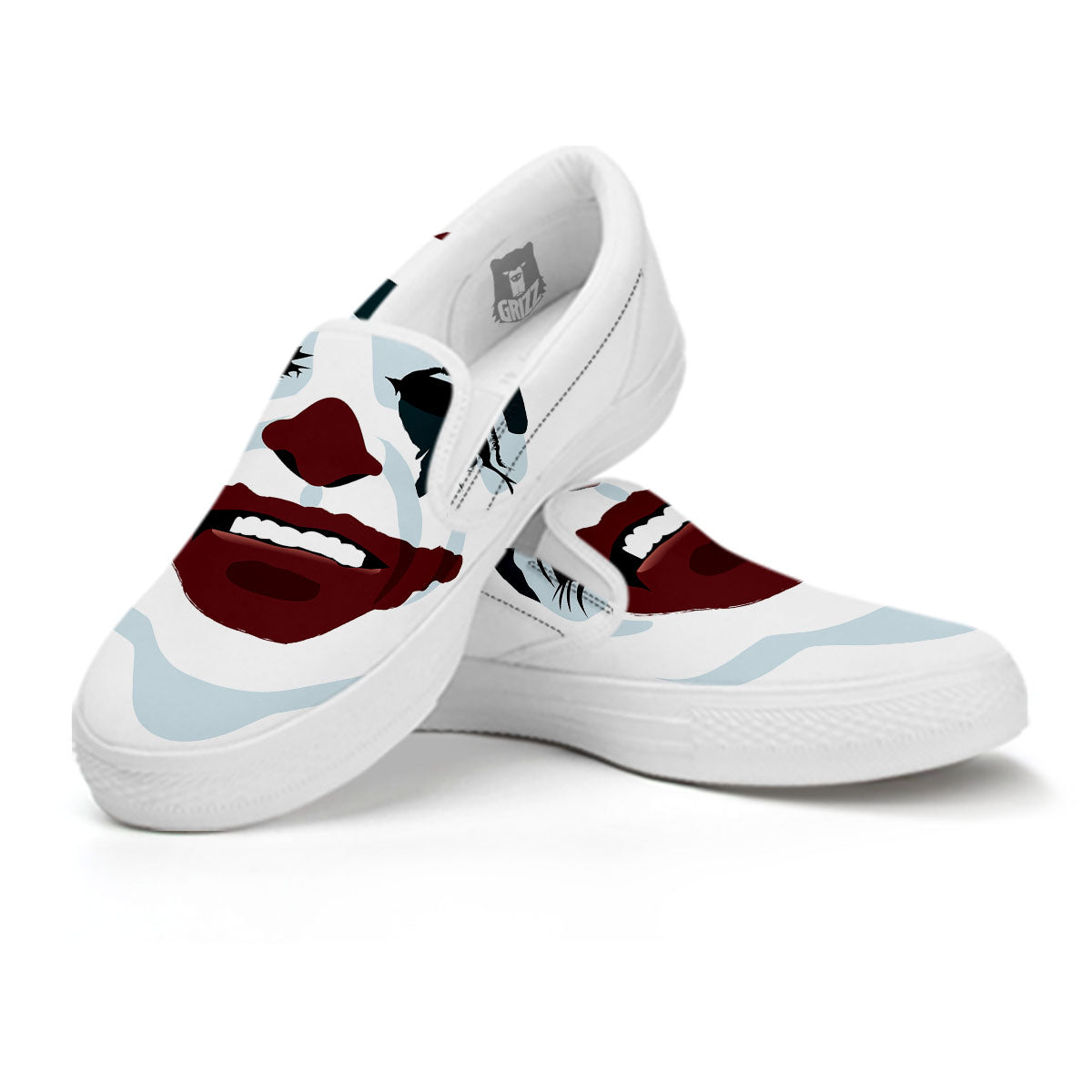 Joker Face Print White Slip On Shoes-grizzshop