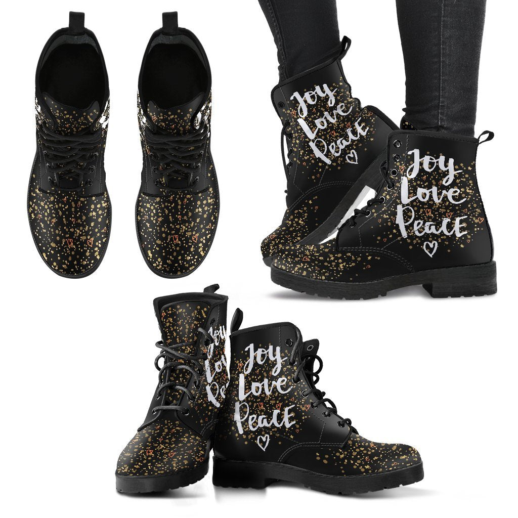 Joy Love Peace Women's Leather Boots-grizzshop