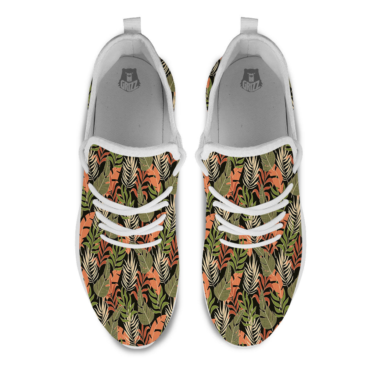 Jungle Hawaii Plants Tropical Print Pattern White Athletic Shoes-grizzshop