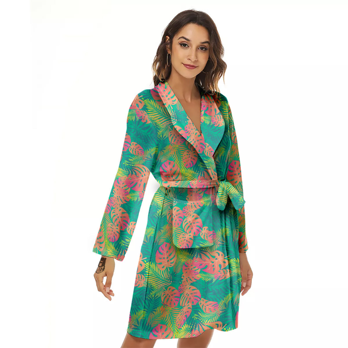 Jungle Hawaiian Colorful Tropical Print Women's Robe-grizzshop