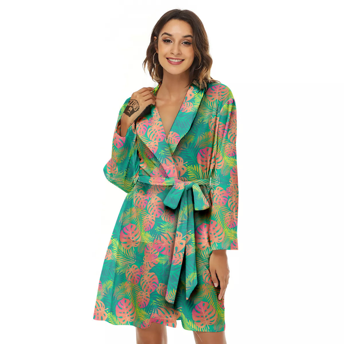 Jungle Hawaiian Colorful Tropical Print Women's Robe-grizzshop