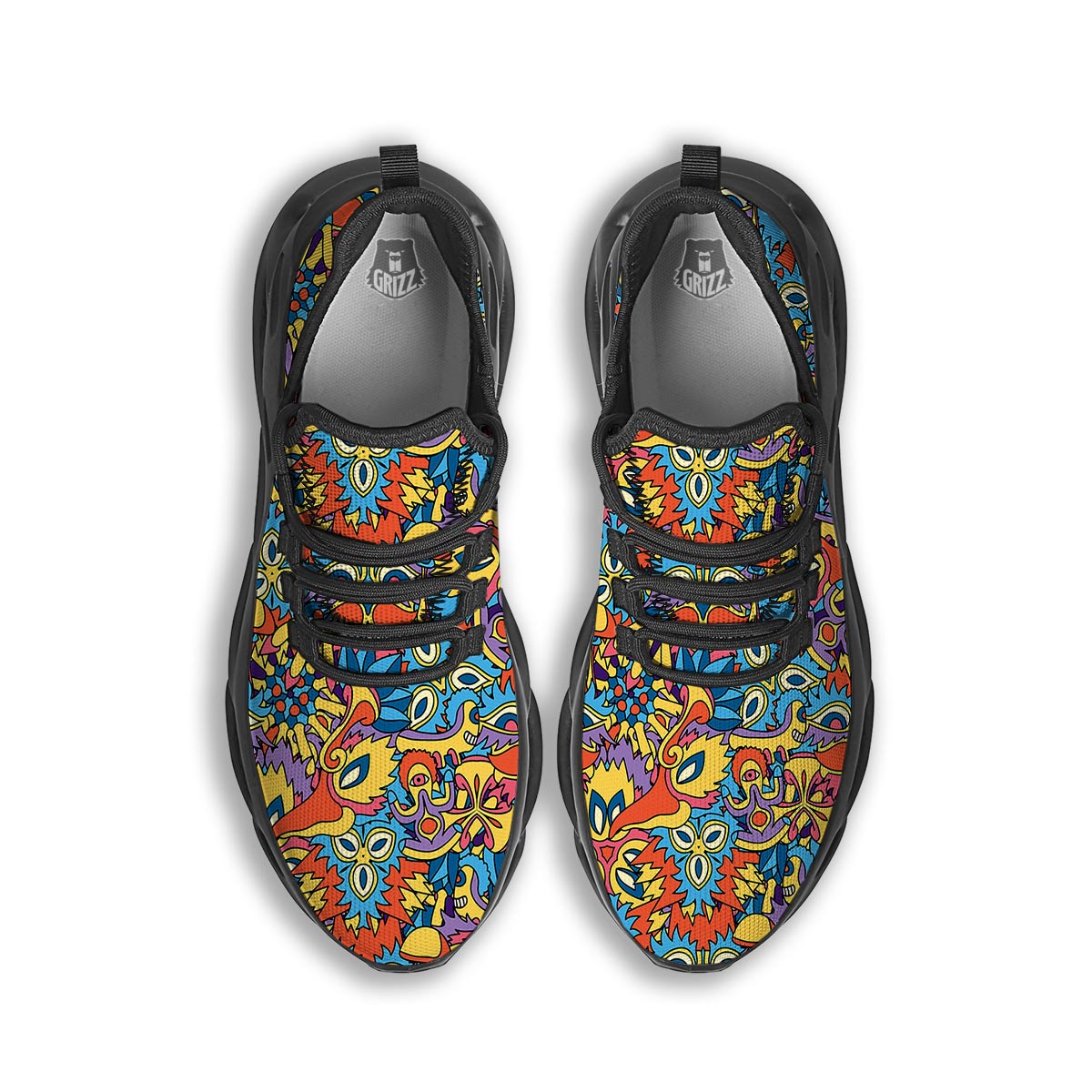 Jungle Hippie Psychedelic Trippy Black Running Shoes-grizzshop