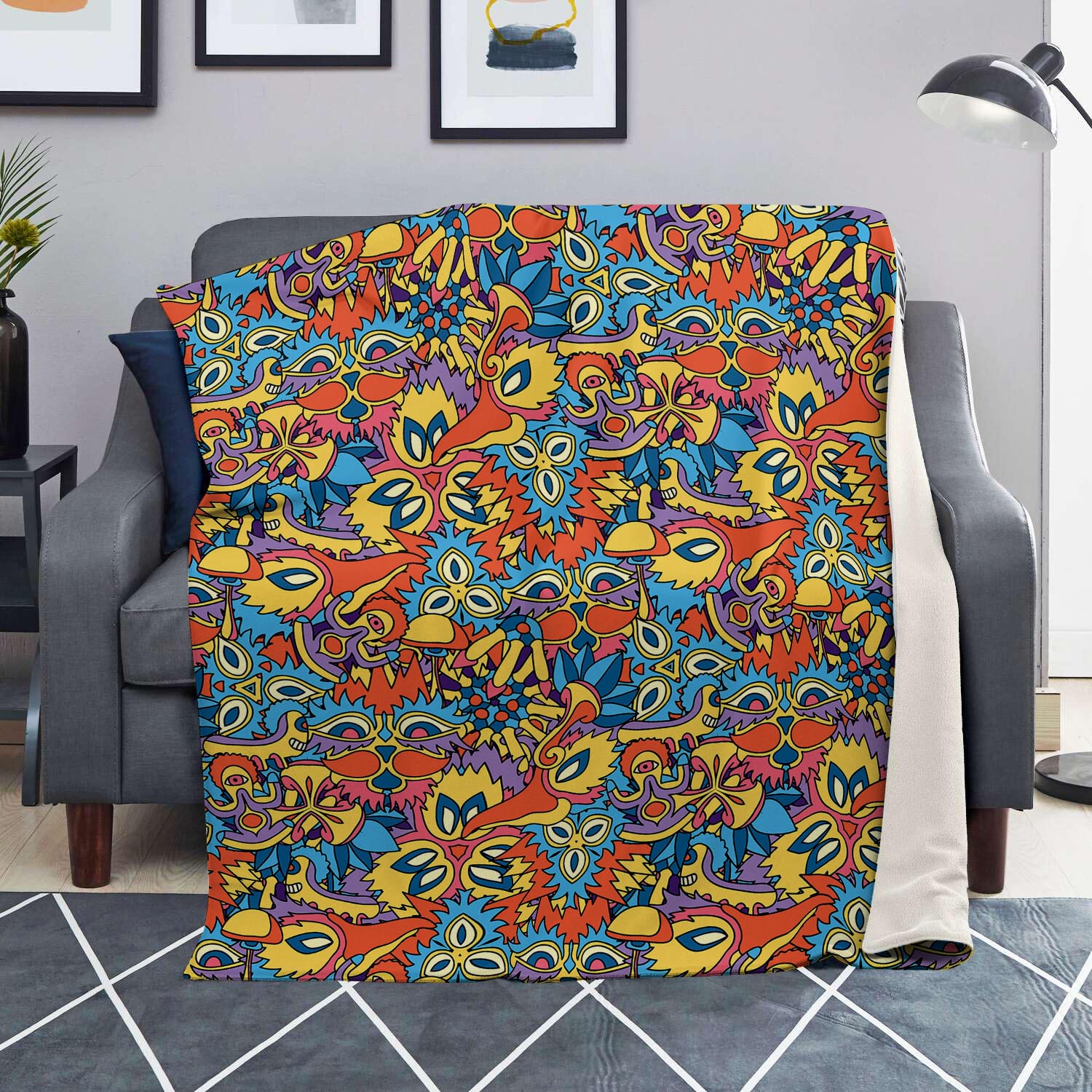 Jungle Hippie Psychedelic Trippy Blanket-grizzshop