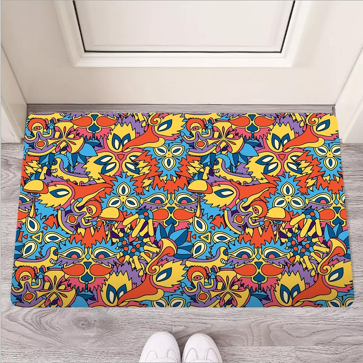 Jungle Hippie Psychedelic Trippy Door Mat-grizzshop