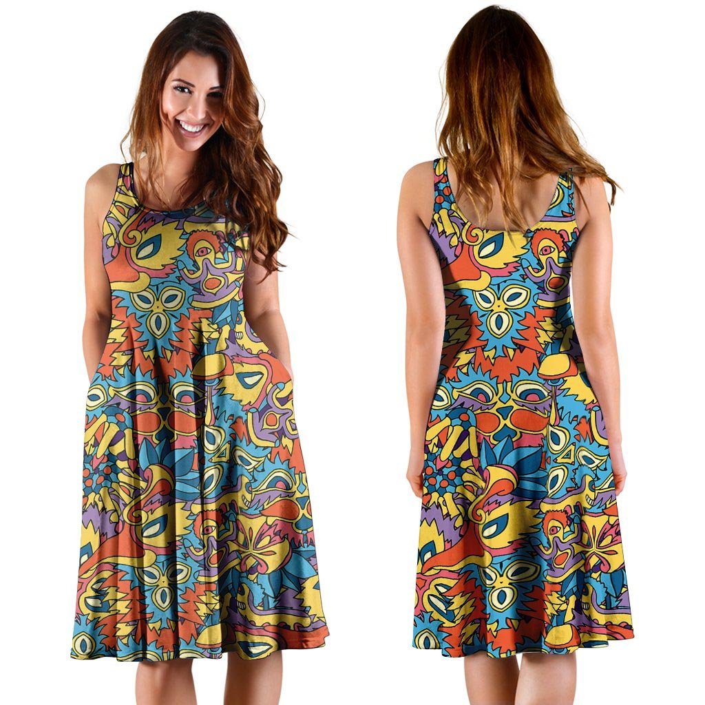 Jungle Hippie Psychedelic Trippy Dress-grizzshop