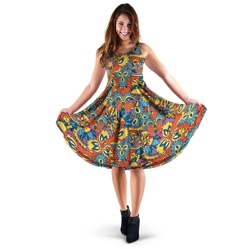 Jungle Hippie Psychedelic Trippy Dress-grizzshop