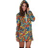 Jungle Hippie Psychedelic Trippy Hoodie Dress-grizzshop