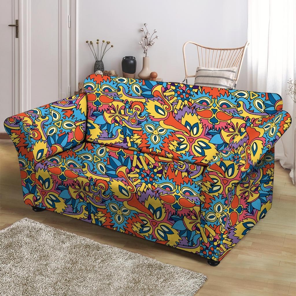 Jungle Hippie Psychedelic Trippy Loveseat Cover-grizzshop