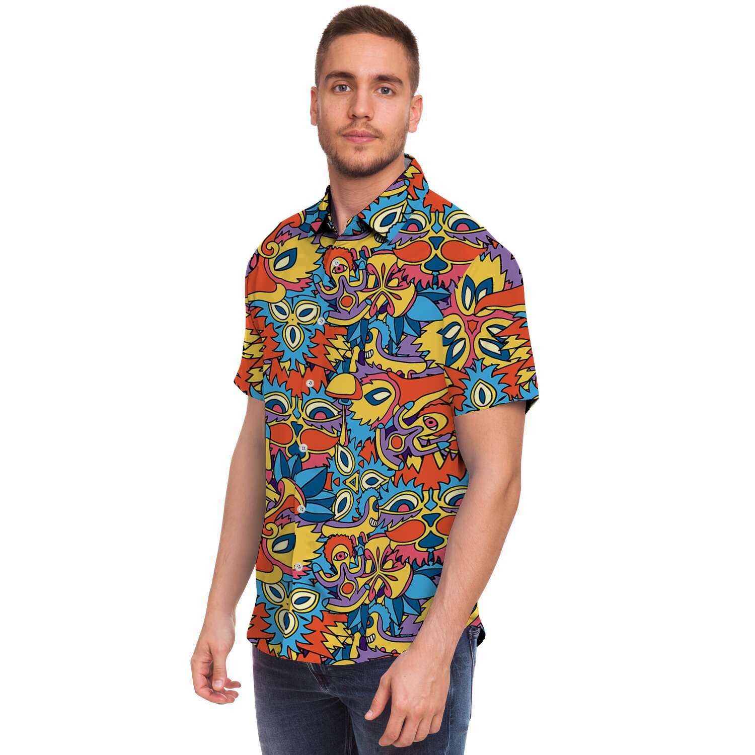 Jungle Hippie Psychedelic Trippy Men's Short Sleeve Shirt-grizzshop