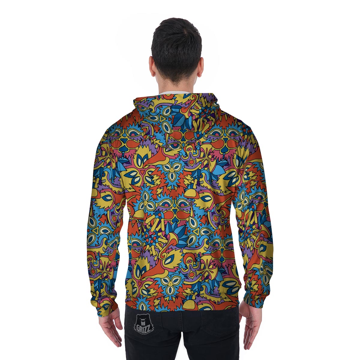 Jungle Hippie Psychedelic Trippy Men's Zip Up Hoodie-grizzshop