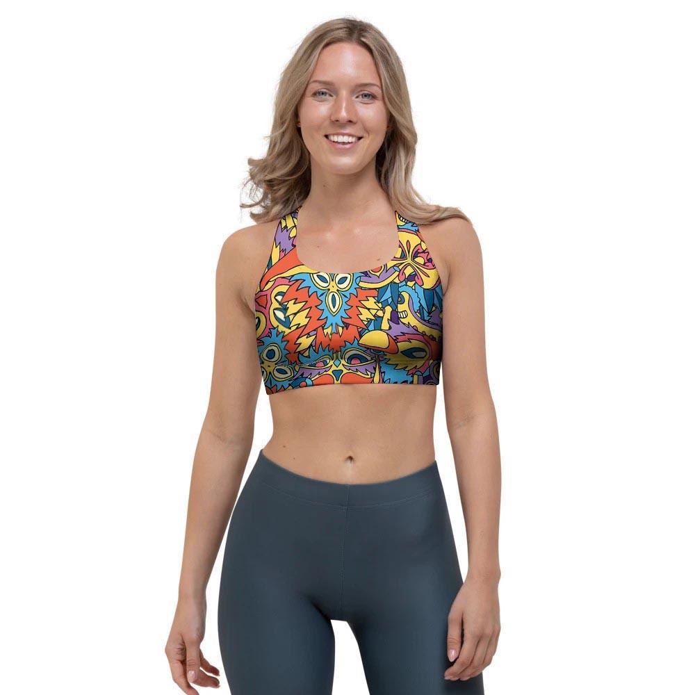 Jungle Hippie Psychedelic Trippy Sports Bra-grizzshop