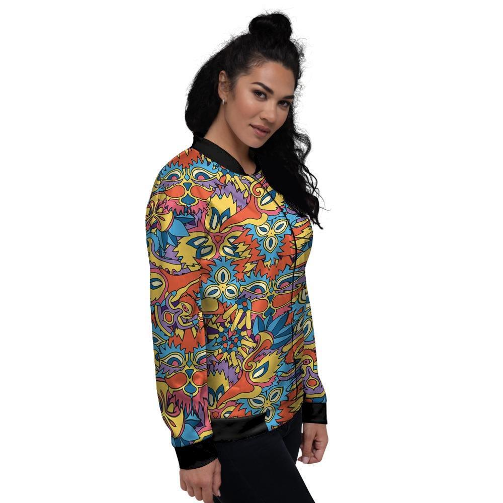 Jungle Hippie Psychedelic Trippy Women's Bomber Jacket-grizzshop