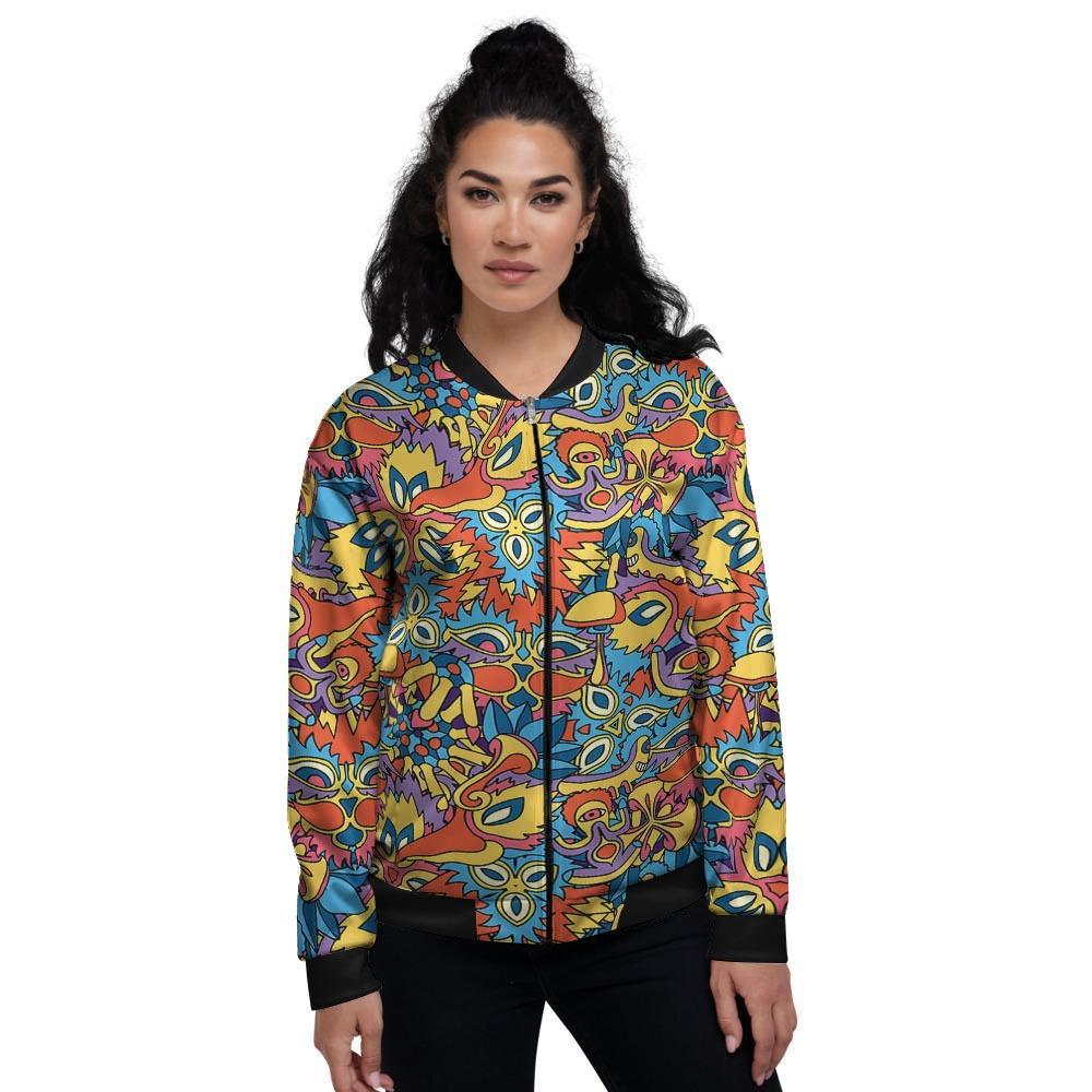 Jungle Hippie Psychedelic Trippy Women's Bomber Jacket-grizzshop