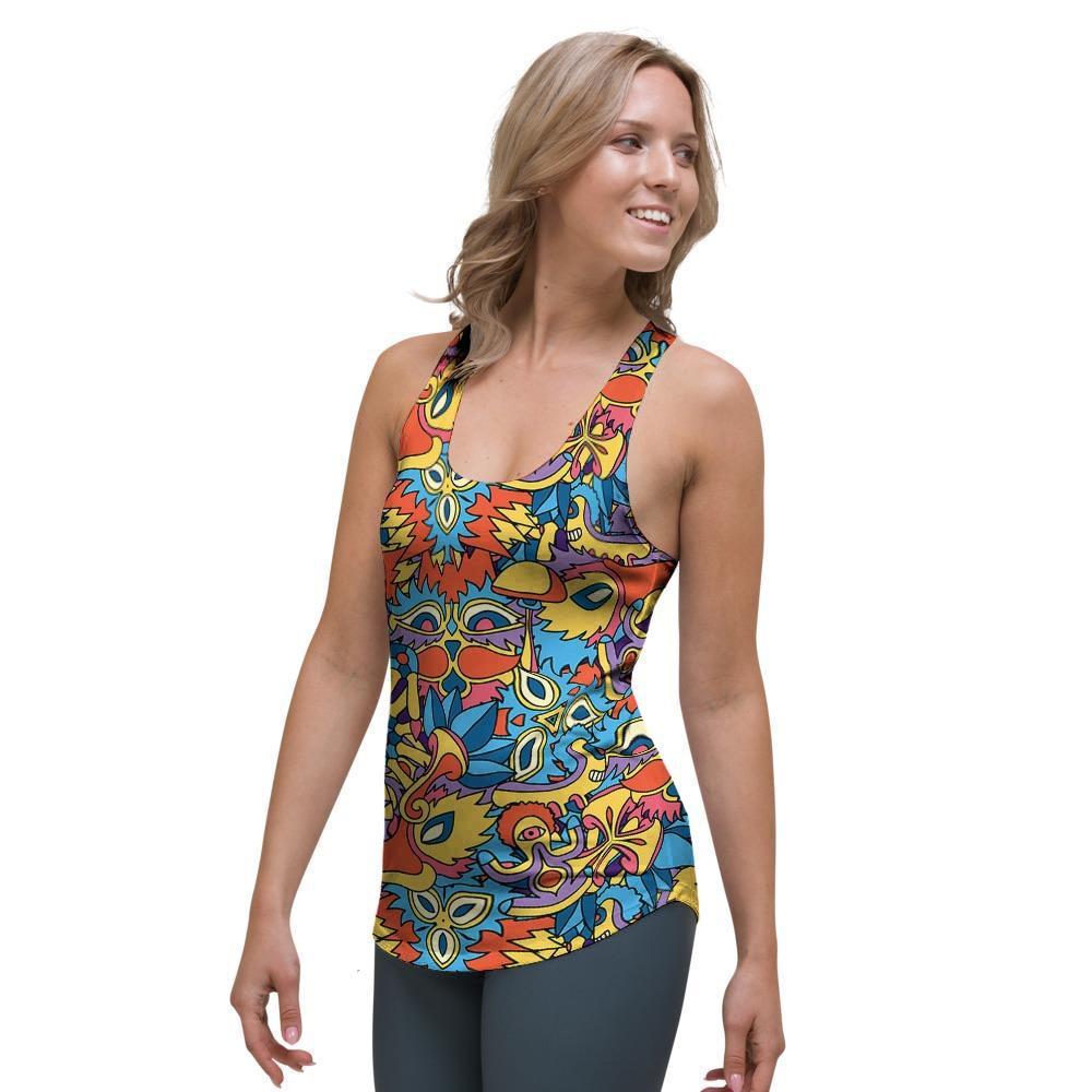 Jungle Hippie Psychedelic Trippy Women's Racerback Tank Top-grizzshop