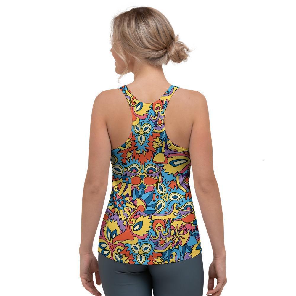 Jungle Hippie Psychedelic Trippy Women's Racerback Tank Top-grizzshop