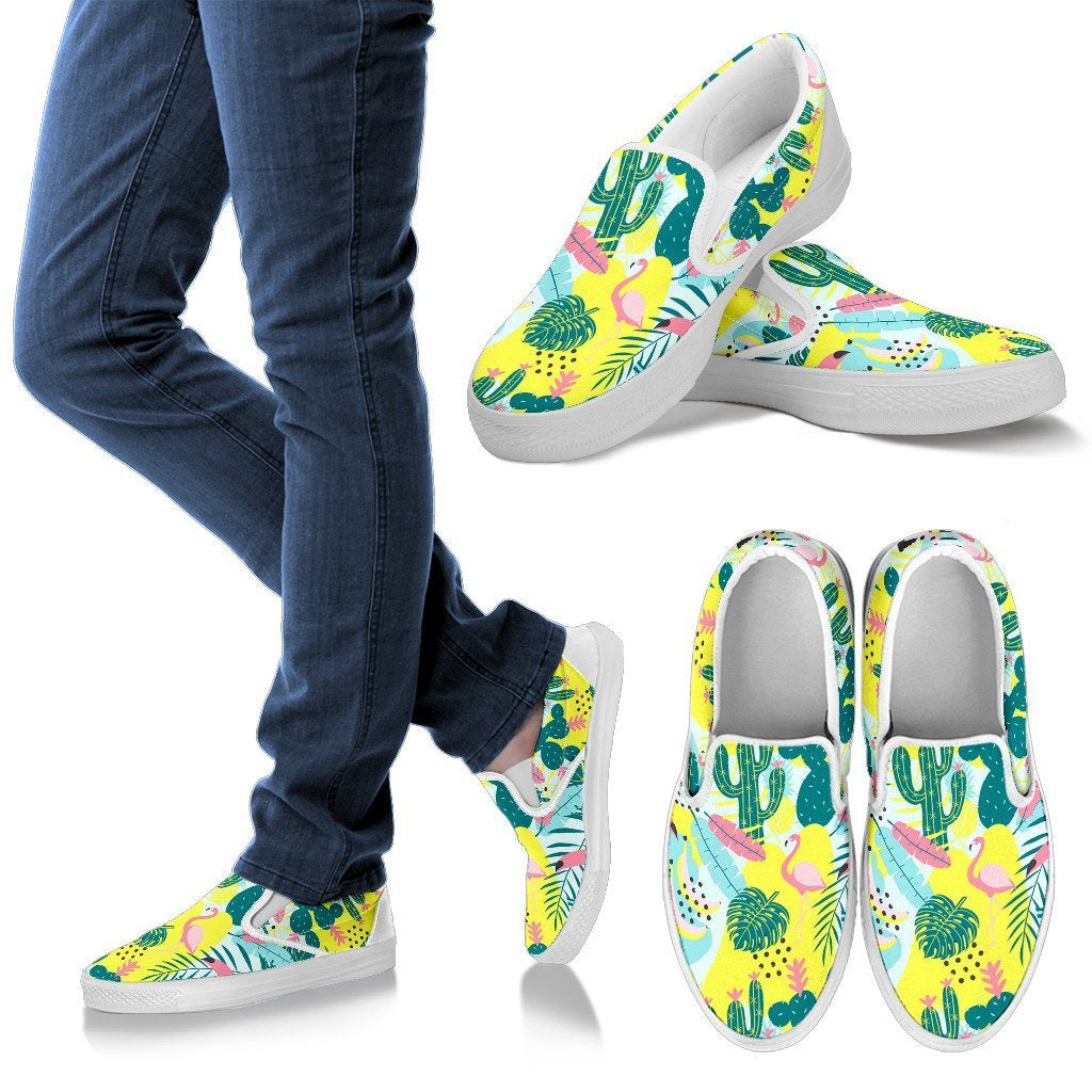 Jungle Pineapple Print Women Canvas Slip On Shoes-grizzshop