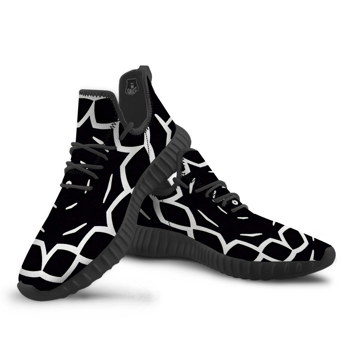 Kaleidoscope Black Print Black Walking Shoes-grizzshop