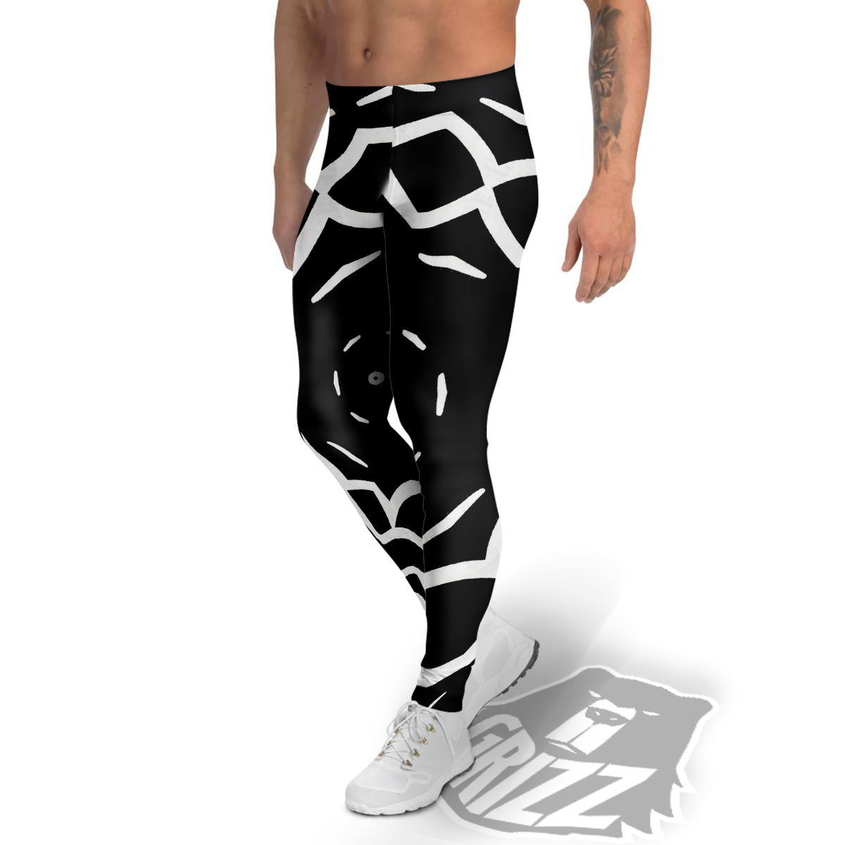 Kaleidoscope Black Print Men's Leggings-grizzshop