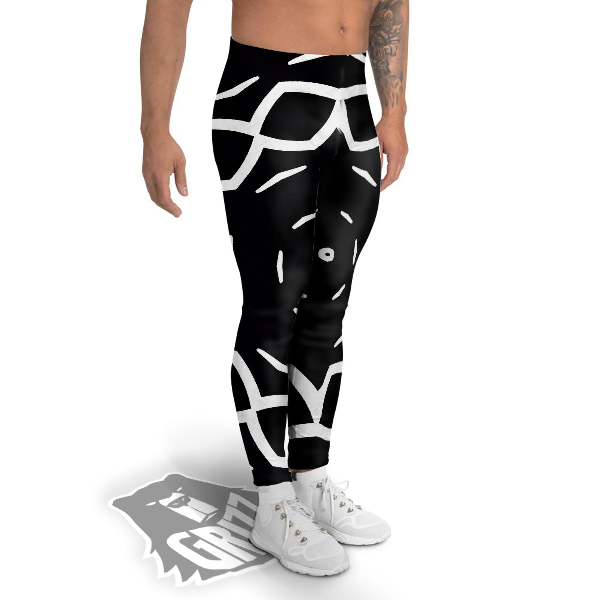 Kaleidoscope Black Print Men's Leggings-grizzshop