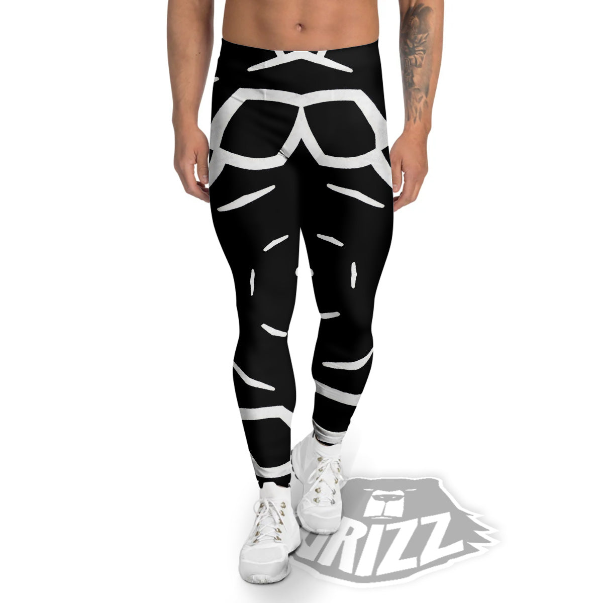 Kaleidoscope Black Print Men's Leggings-grizzshop