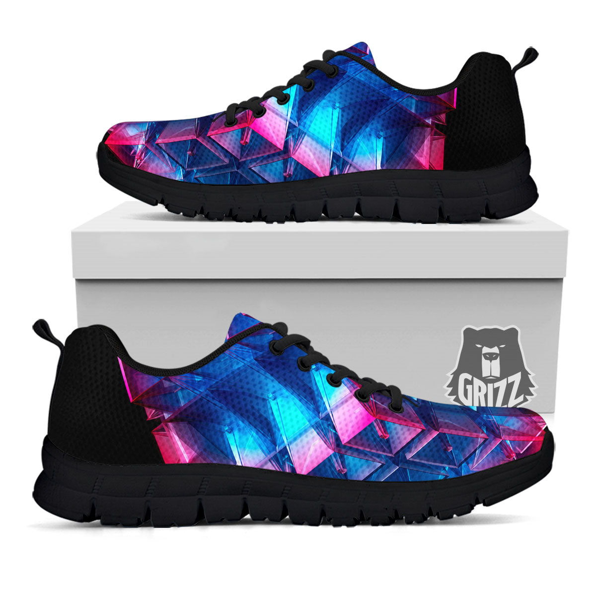 Kaleidoscope Blue And Purple Print Black Sneaker-grizzshop