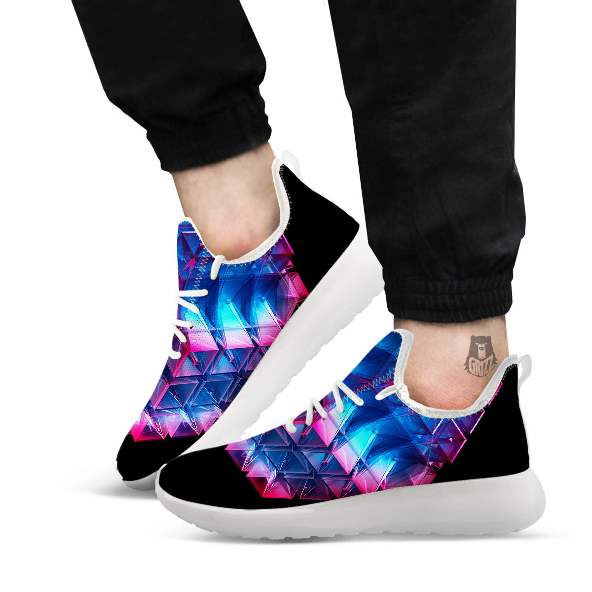 Kaleidoscope Blue And Purple Print White Athletic Shoes-grizzshop