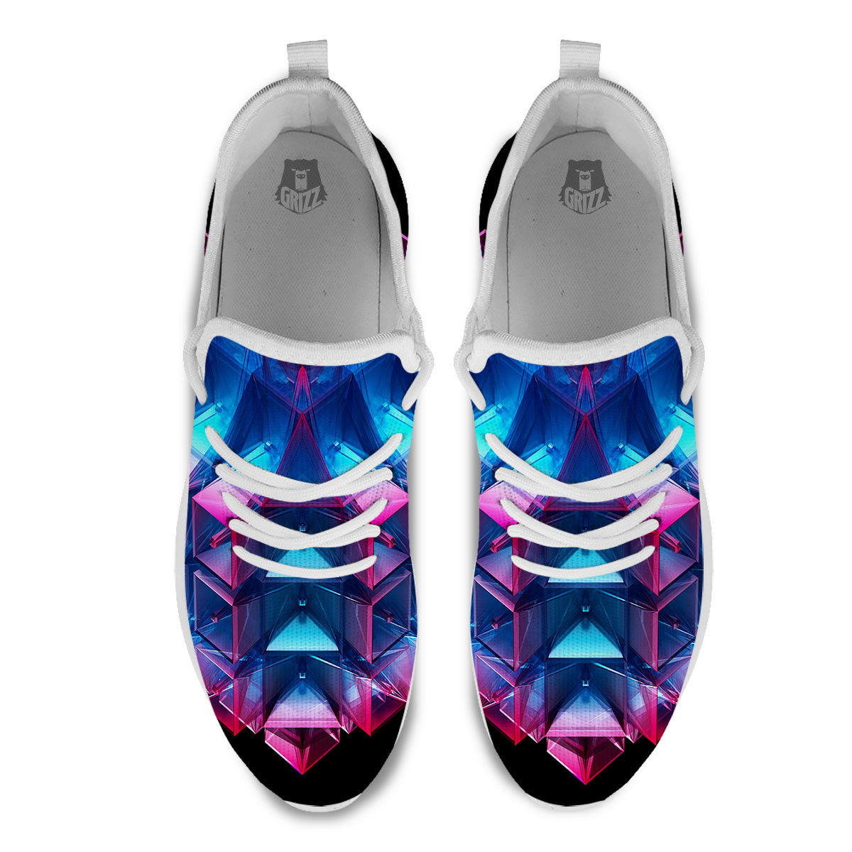 Kaleidoscope Blue And Purple Print White Athletic Shoes-grizzshop