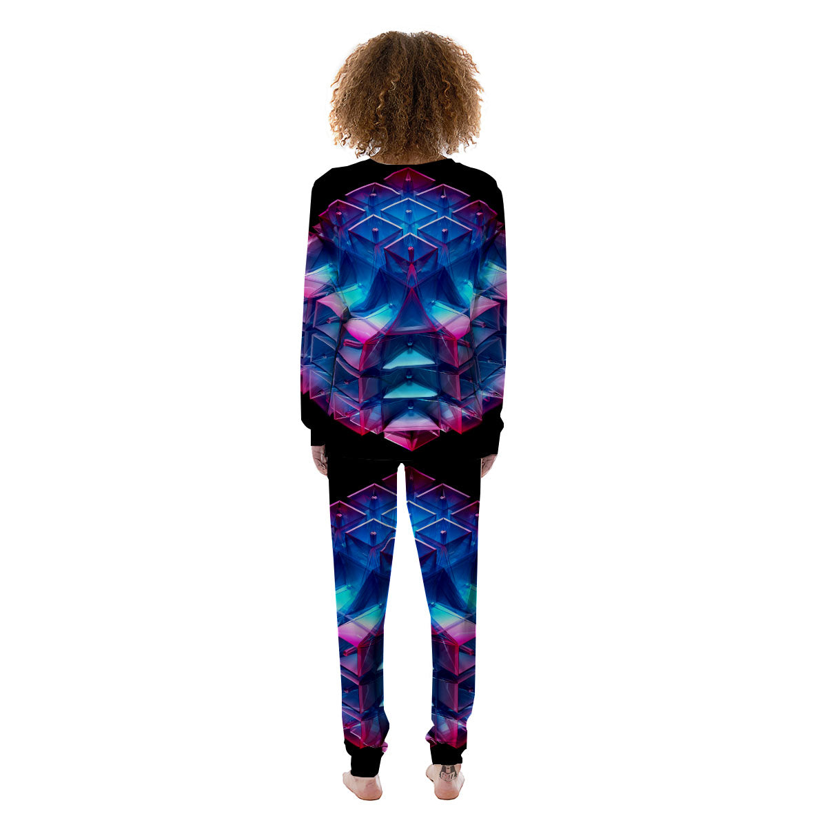 Kaleidoscope Blue And Purple Print Women's Pajamas-grizzshop