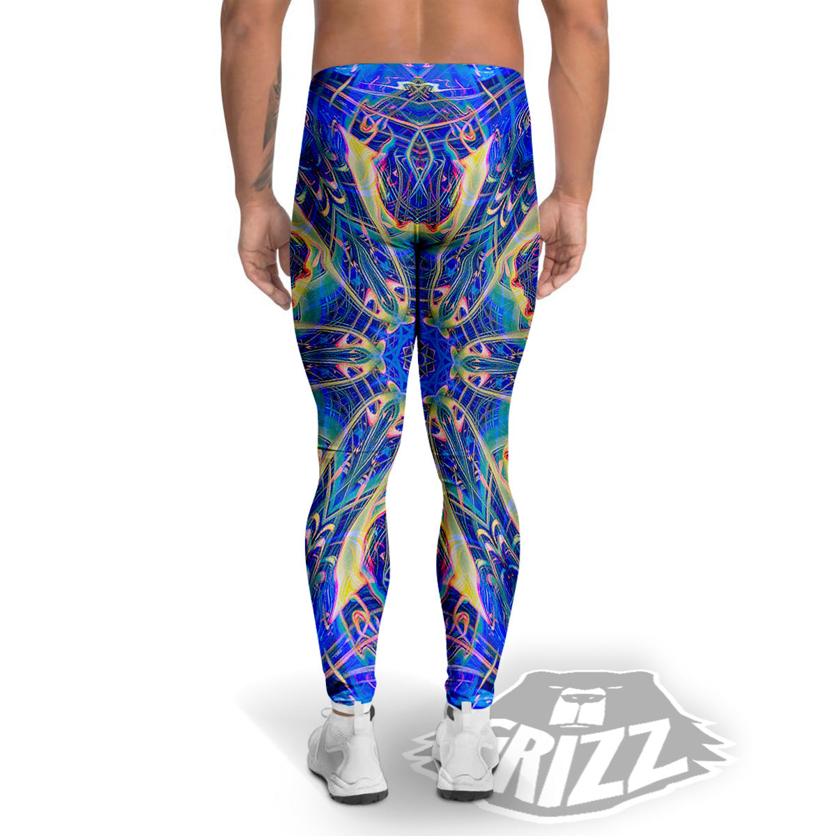 Kaleidoscope Blue Print Men's Leggings-grizzshop