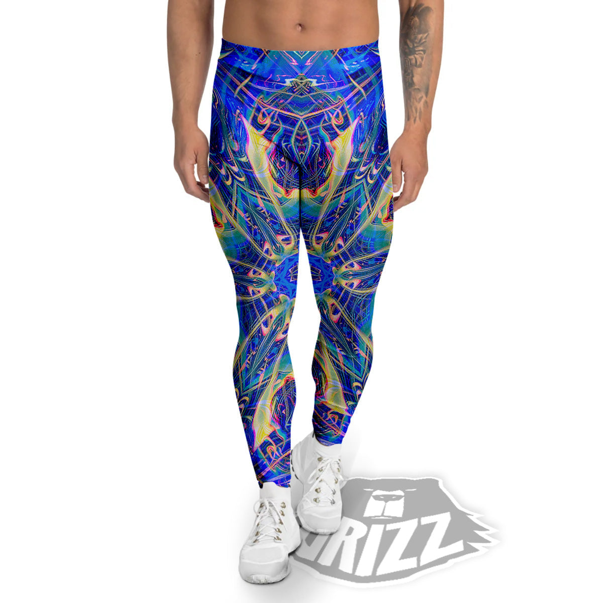 Kaleidoscope Blue Print Men's Leggings-grizzshop