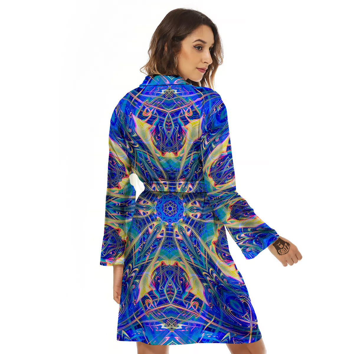 Kaleidoscope Blue Print Women's Robe-grizzshop