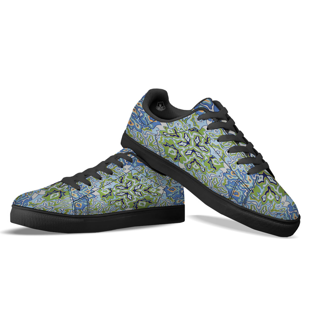 Kaleidoscope Boho Print Black Low Top Sneakers-grizzshop