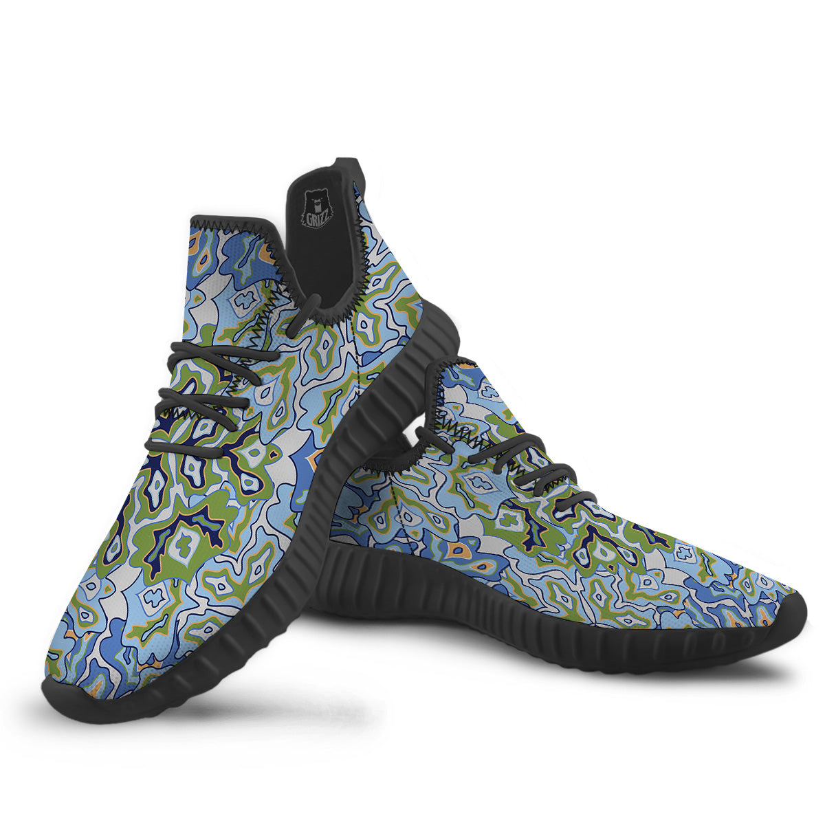 Kaleidoscope Boho Print Black Walking Shoes-grizzshop