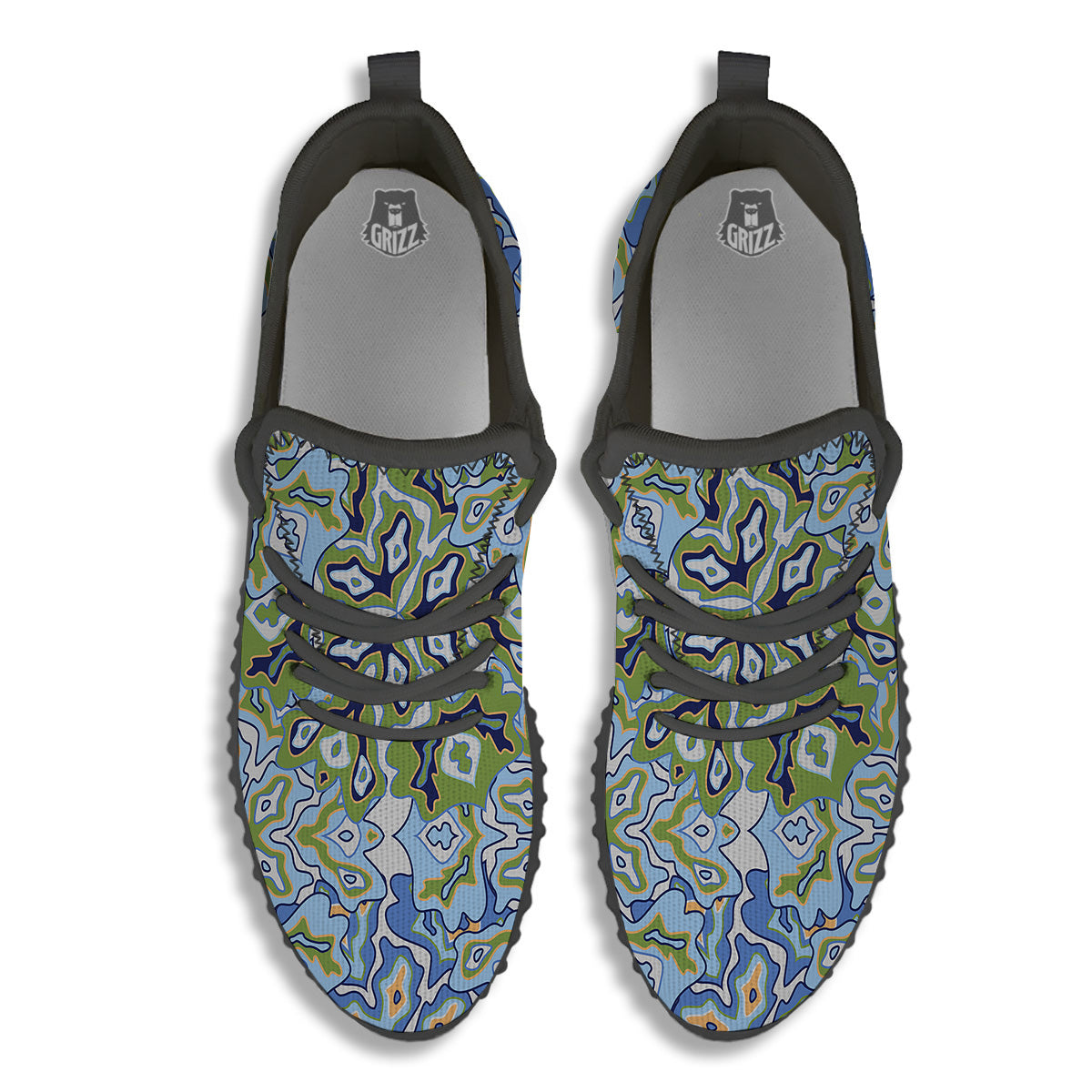 Kaleidoscope Boho Print Black Walking Shoes-grizzshop