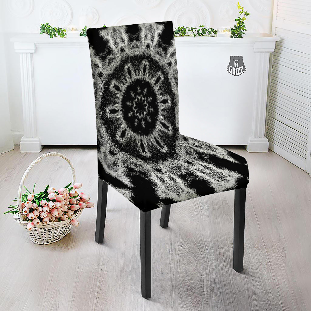 Kaleidoscope Cloud Dark Print Dining Chair Slipcover-grizzshop