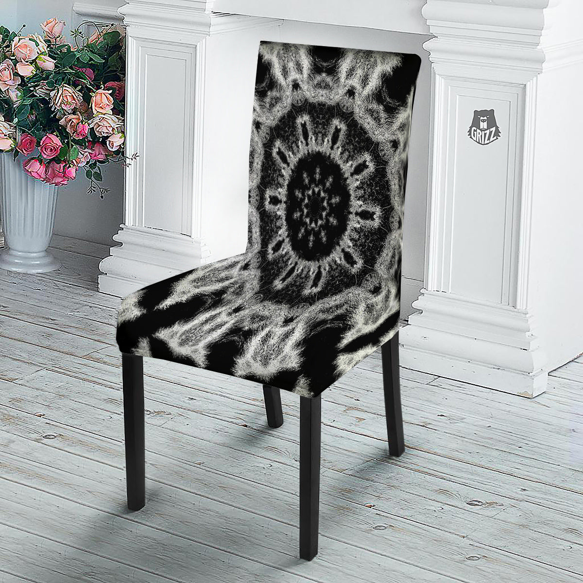 Kaleidoscope Cloud Dark Print Dining Chair Slipcover-grizzshop