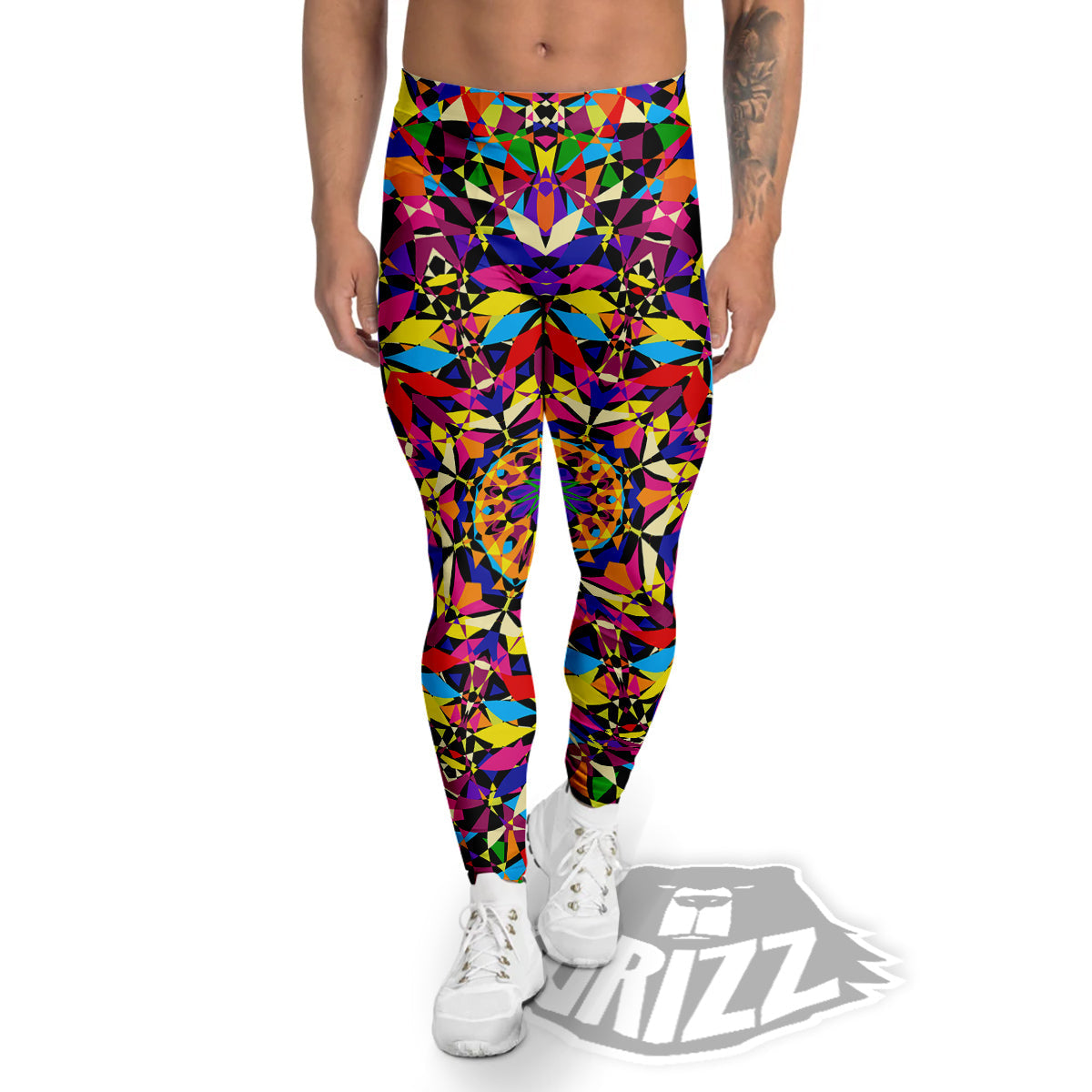 Kaleidoscope Colorful Print Men's Leggings-grizzshop